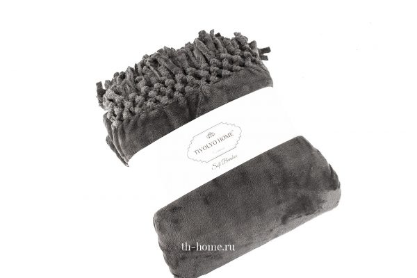 Плед из велсофта с бахромой серый Nappa Soft Tivolio