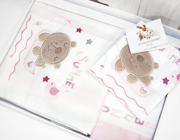 TIVOLYO HOME КПБ + ПИКЕ FISHY BEBE РОЗОВЫЙ