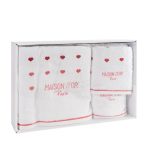 MAISON D’OR CANDY LOVE НАБОР ПОЛОТЕНЕЦ — 3 ШТ БЕЛЫЙ:КРАСНЫЙ