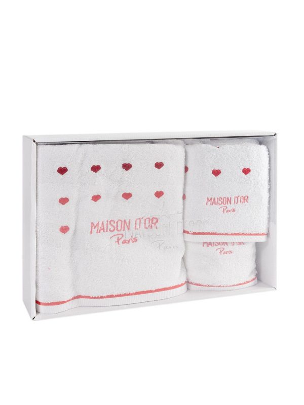 MAISON D’OR CANDY LOVE НАБОР ПОЛОТЕНЕЦ — 3 ШТ БЕЛЫЙ:КРАСНЫЙ