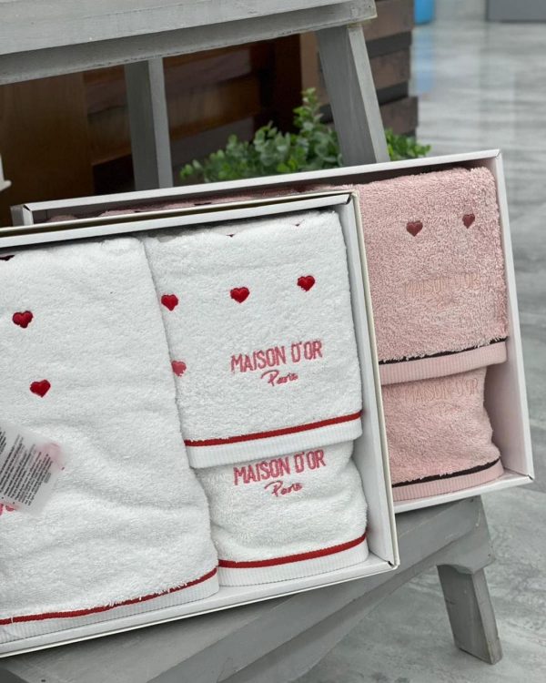 MAISON D’OR CANDY LOVE НАБОР ПОЛОТЕНЕЦ — 3 ШТ БЕЛЫЙ:КРАСНЫЙ лллд
